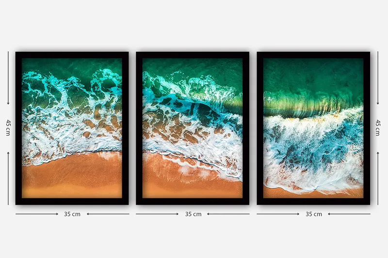 Dekorativ InnRammemet maling 3-Deler 35x45 cm - Flerfarget - Innredning - Bilder & kunst - Lerretsbilder