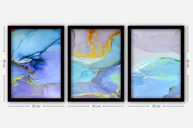 Dekorativ InnRammemet maling 3-Deler 35x45 cm - Flerfarget - Innredning - Bilder & kunst - Lerretsbilder