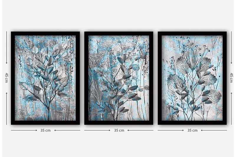 Dekorativ InnRammemet maling 3-Deler 35x45 cm - Flerfarget - Innredning - Bilder & kunst - Lerretsbilder