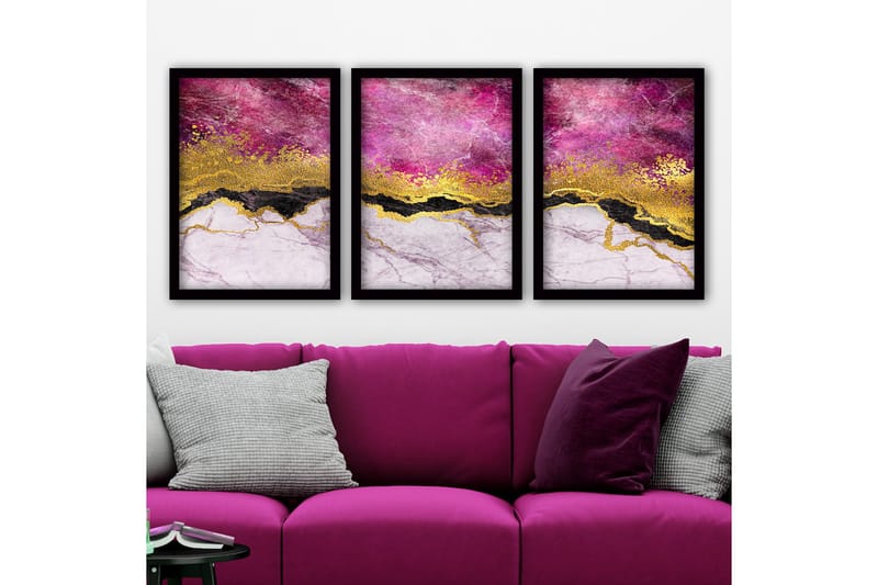 Dekorativ InnRammemet maling 3-Deler 35x45 cm - Flerfarget - Innredning - Bilder & kunst - Lerretsbilder