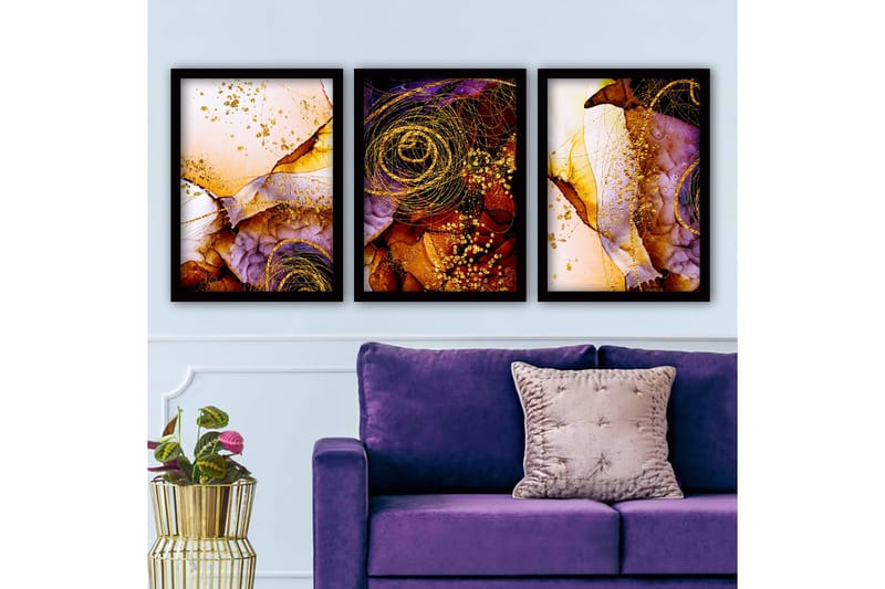Dekorativ InnRammemet maling 3-Deler 35x45 cm - Flerfarget - Innredning - Bilder & kunst - Lerretsbilder