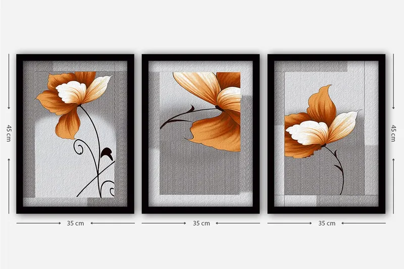 Dekorativ InnRammemet maling 3-Deler 35x45 cm - Flerfarget - Innredning - Bilder & kunst - Lerretsbilder