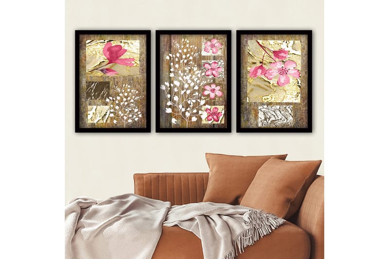 Dekorativ InnRammemet maling 3-Deler 35x45 cm, Flerfarget