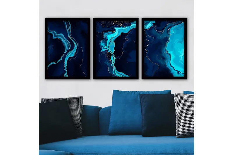 Dekorativ InnRammemet maling 3-Deler 35x45 cm, Flerfarget