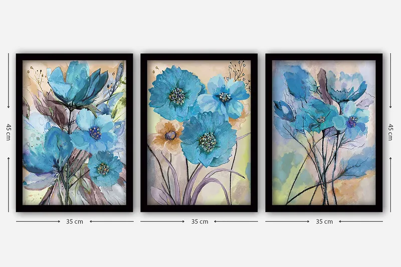 Dekorativ InnRammemet maling 3-Deler 35x45 cm - Flerfarget - Innredning - Bilder & kunst - Lerretsbilder