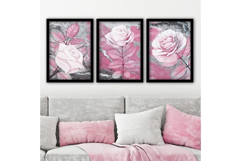 Dekorativ InnRammemet maling 3-Deler 35x45 cm, Flerfarget