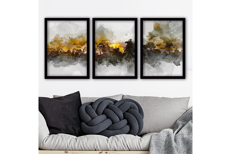 Dekorativ InnRammemet maling 3-Deler 35x45 cm, Flerfarget