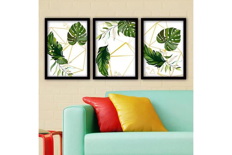 Dekorativ InnRammemet maling 3-Deler 35x45 cm, Flerfarget