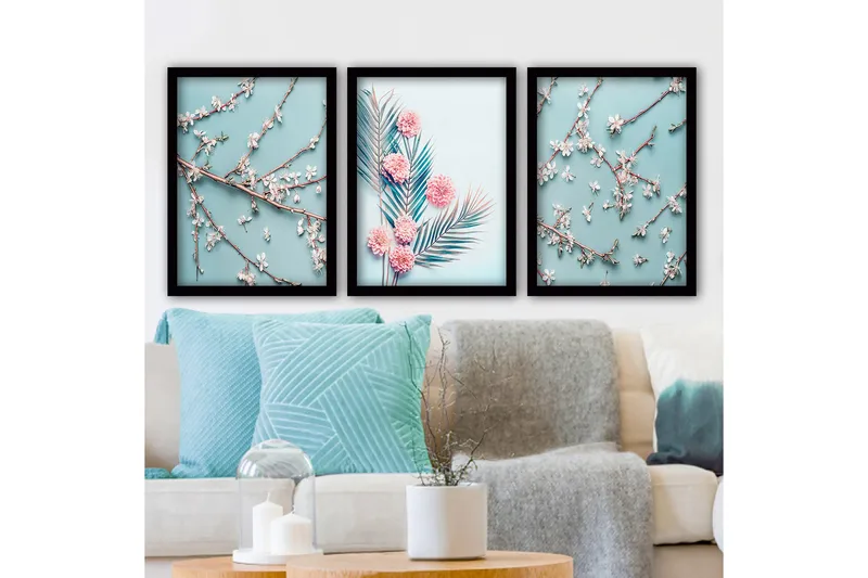 Dekorativ InnRammemet maling 3-Deler 35x45 cm, Flerfarget