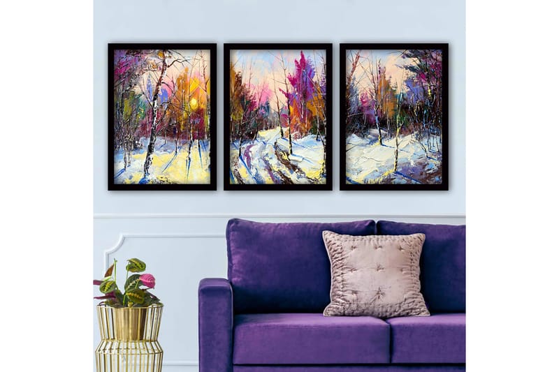 Dekorativ InnRammemet maling 3-Deler 35x45 cm, Flerfarget