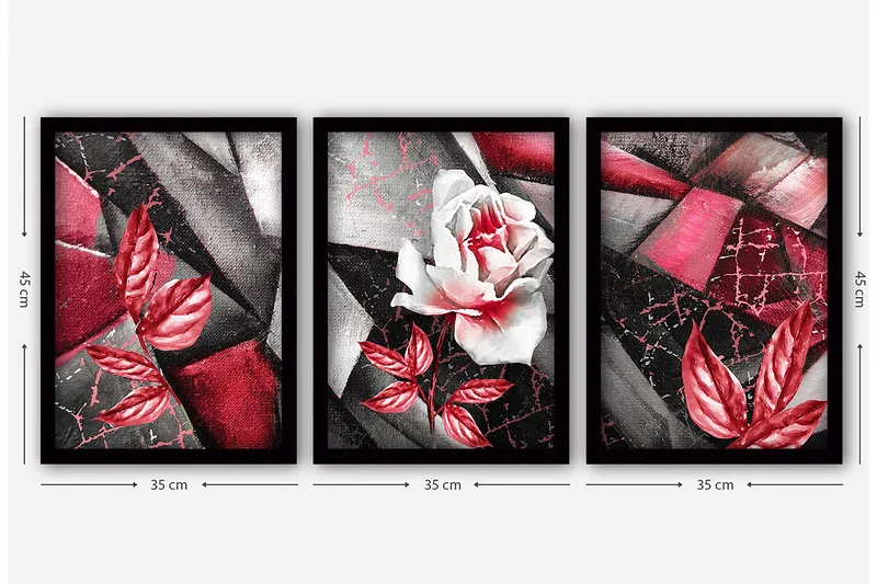 Dekorativ InnRammemet maling 3-Deler 35x45 cm - Flerfarget - Innredning - Bilder & kunst - Lerretsbilder