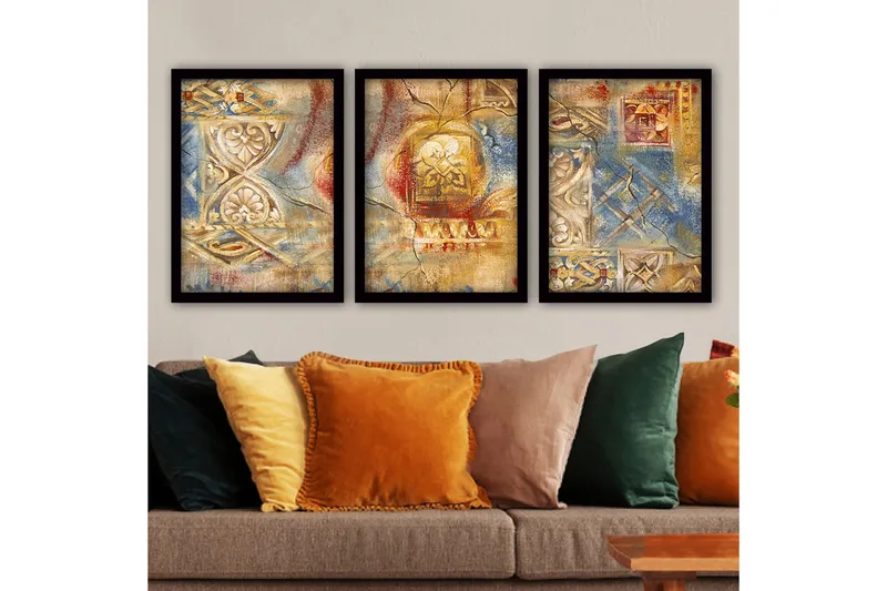 Dekorativ InnRammemet maling 3-Deler 35x45 cm, Flerfarget