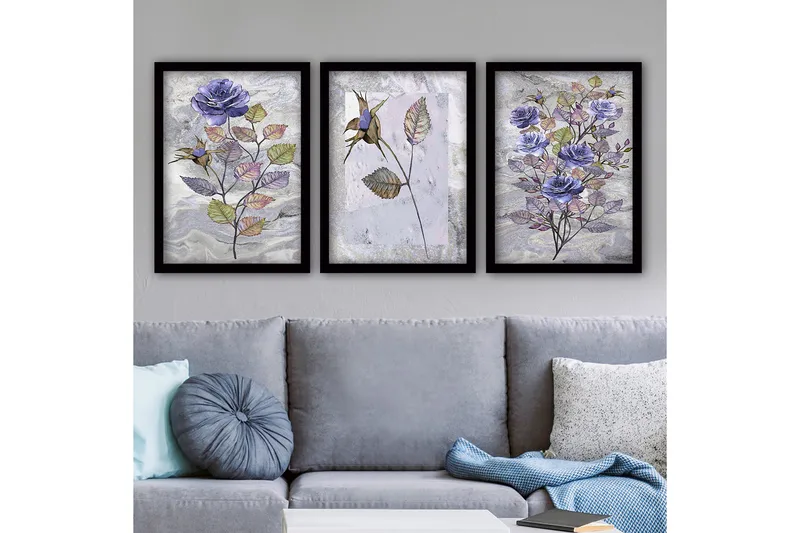 Dekorativ InnRammemet maling 3-Deler 35x45 cm, Flerfarget