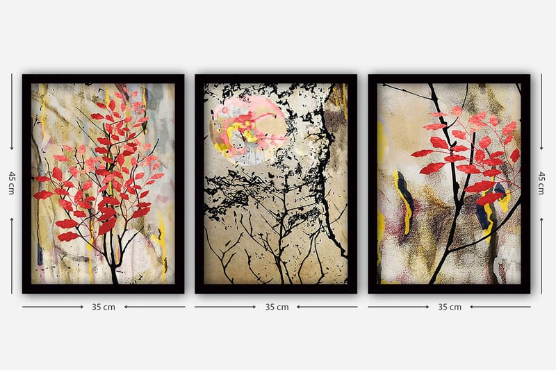 Dekorativ InnRammemet maling 3-Deler 35x45 cm - Flerfarget - Innredning - Bilder & kunst - Lerretsbilder