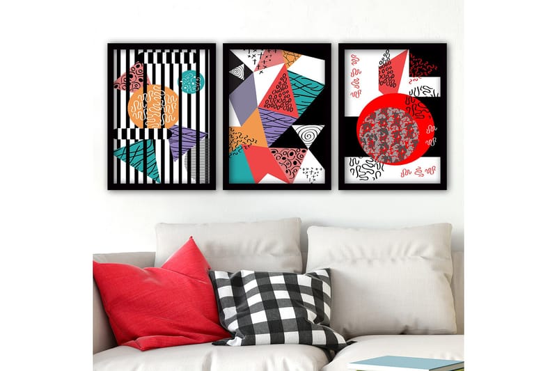 Dekorativ InnRammemet maling 3-Deler 35x45 cm, Flerfarget