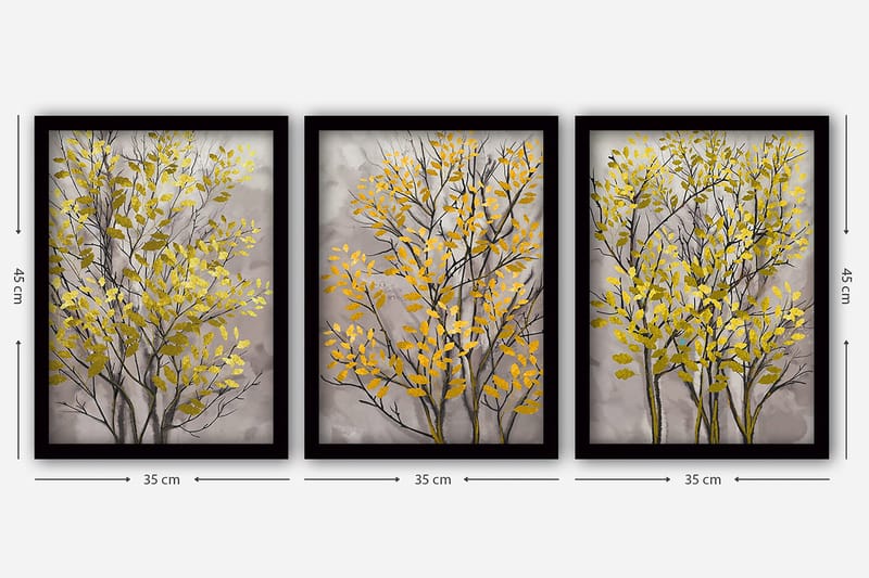 Dekorativ InnRammemet maling 3-Deler 35x45 cm - Flerfarget - Innredning - Bilder & kunst - Lerretsbilder