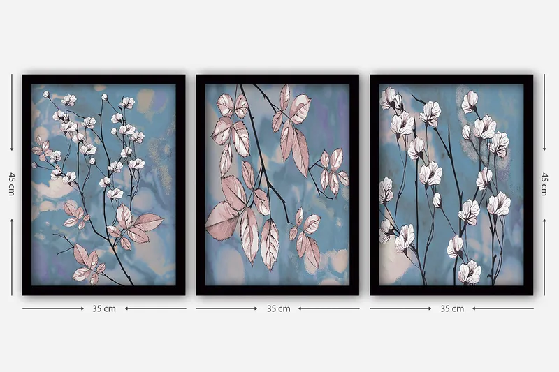 Dekorativ InnRammemet maling 3-Deler 35x45 cm - Flerfarget - Innredning - Bilder & kunst - Lerretsbilder