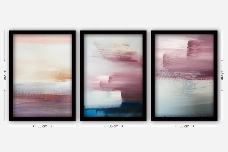 Dekorativ InnRammemet maling 3-Deler 35x45 cm - Flerfarget - Innredning - Bilder & kunst - Lerretsbilder