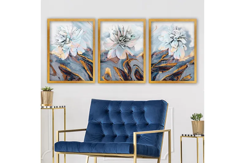 Dekorativ InnRammemet maling 3-Deler 35x45 cm, Flerfarget