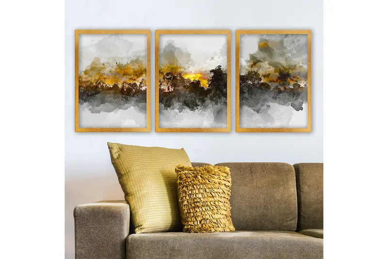 Dekorativ InnRammemet maling 3-Deler 35x45 cm, Flerfarget