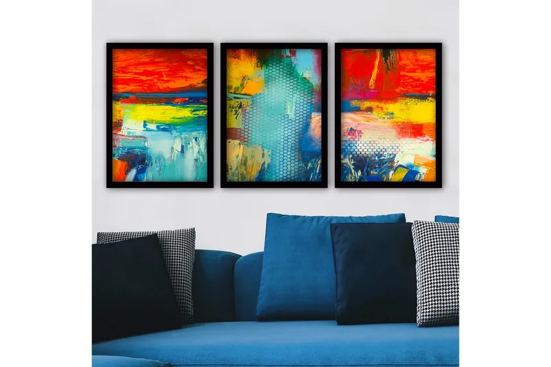 Dekorativ InnRammemet maling 3-Deler 35x45 cm, Flerfarget