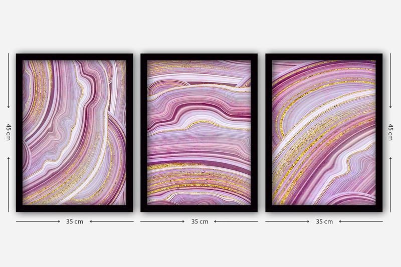 Dekorativ InnRammemet maling 3-Deler 35x45 cm - Flerfarget - Innredning - Bilder & kunst - Lerretsbilder