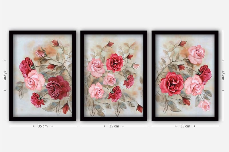 Dekorativ InnRammemet maling 3-Deler 35x45 cm - Flerfarget - Innredning - Bilder & kunst - Lerretsbilder
