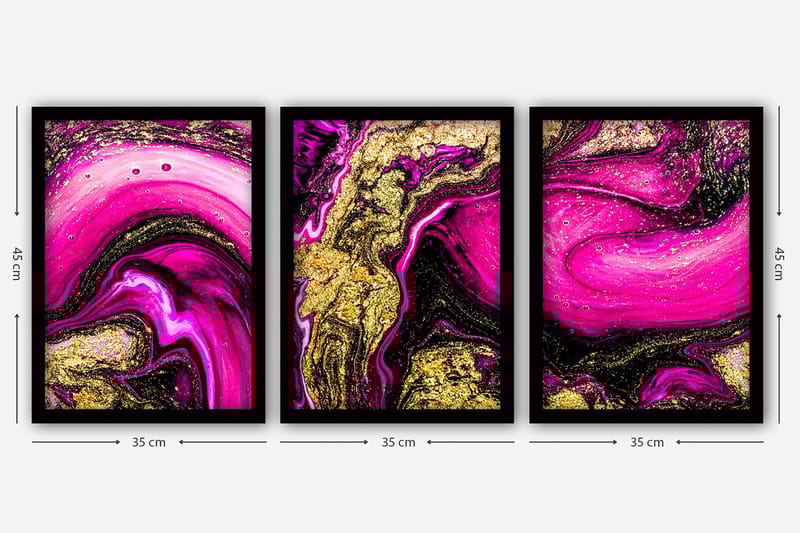 Dekorativ InnRammemet maling 3-Deler 35x45 cm - Flerfarget - Innredning - Bilder & kunst - Lerretsbilder