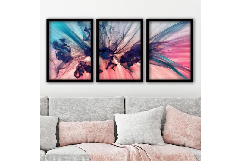 Dekorativ InnRammemet maling 3-Deler 35x45 cm, Flerfarget