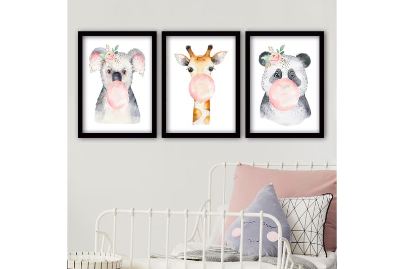 Dekorativ InnRammemet maling 3-Deler 35x45 cm, Flerfarget