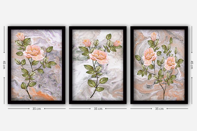 Dekorativ InnRammemet maling 3-Deler 35x45 cm - Flerfarget - Innredning - Bilder & kunst - Lerretsbilder