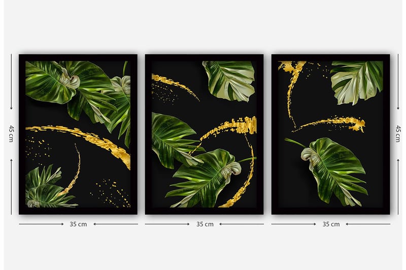 Dekorativ InnRammemet maling 3-Deler 35x45 cm - Flerfarget - Innredning - Bilder & kunst - Lerretsbilder