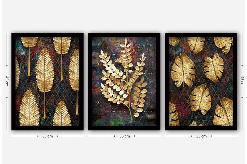 Dekorativ InnRammemet maling 3-Deler 35x45 cm - Flerfarget - Innredning - Bilder & kunst - Lerretsbilder