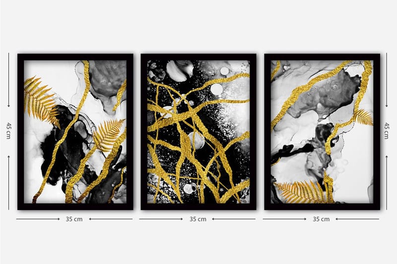 Dekorativ InnRammemet maling 3-Deler 35x45 cm - Flerfarget - Innredning - Bilder & kunst - Lerretsbilder