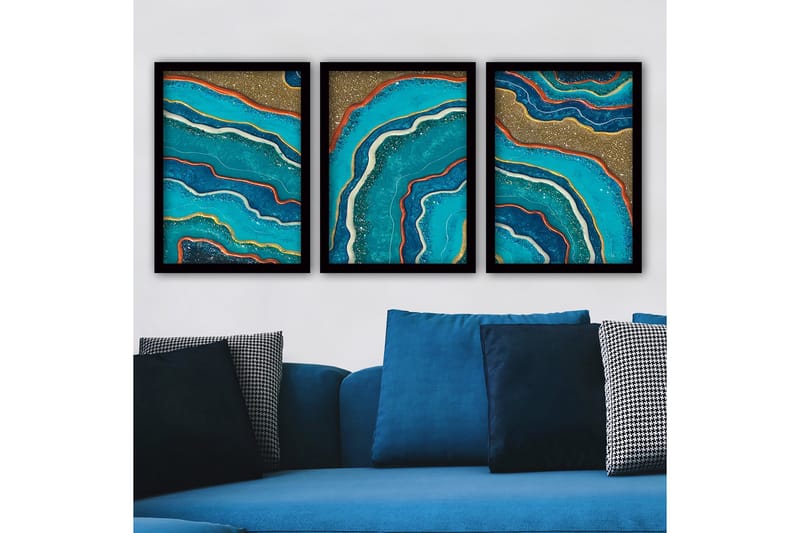 Dekorativ InnRammemet maling 3-Deler 35x45 cm, Flerfarget