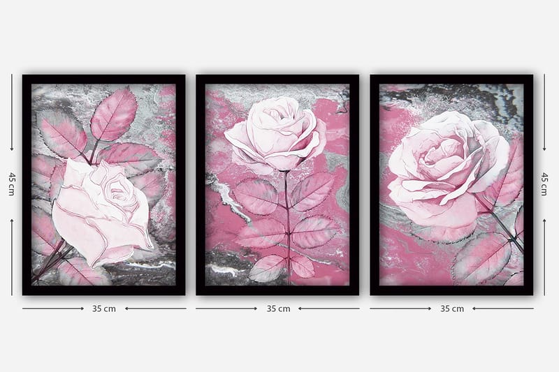 Dekorativ InnRammemet maling 3-Deler 35x45 cm - Flerfarget - Innredning - Bilder & kunst - Lerretsbilder