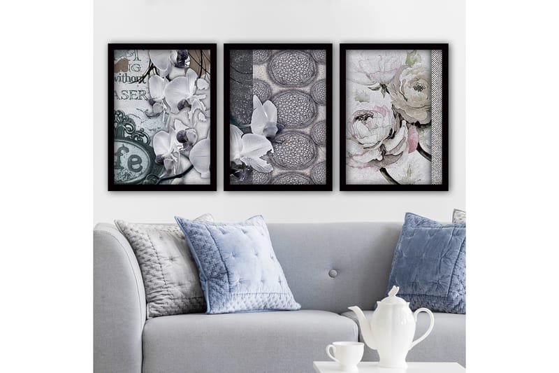 Dekorativ InnRammemet maling 3-Deler 35x45 cm, Flerfarget