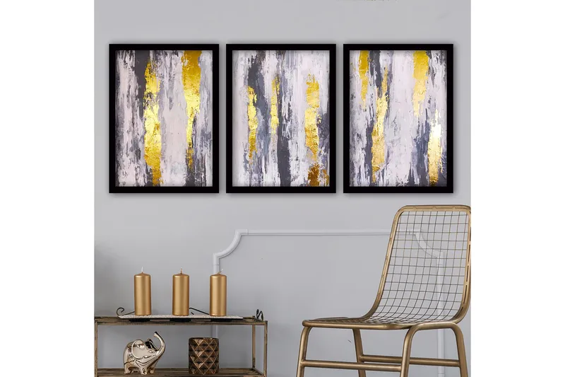 Dekorativ InnRammemet maling 3-Deler 35x45 cm, Flerfarget