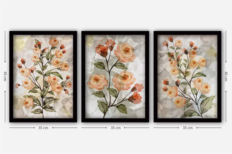 Dekorativ InnRammemet maling 3-Deler 35x45 cm - Flerfarget - Innredning - Bilder & kunst - Lerretsbilder