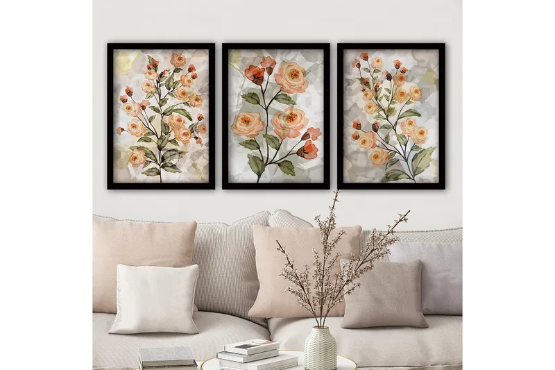 Dekorativ InnRammemet maling 3-Deler 35x45 cm, Flerfarget