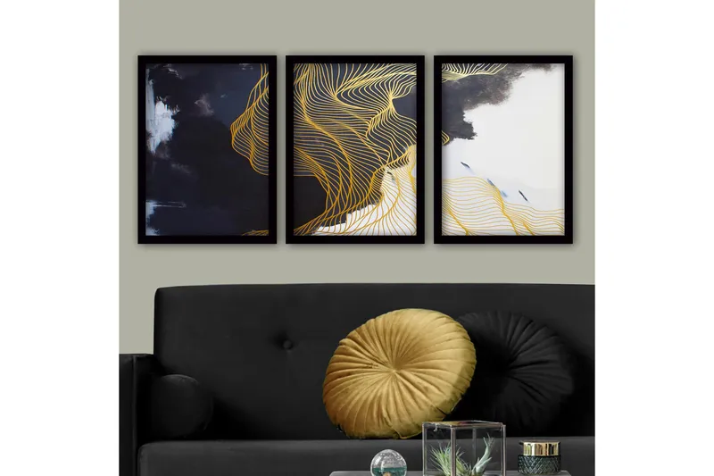 Dekorativ InnRammemet maling 3-Deler 35x45 cm, Flerfarget