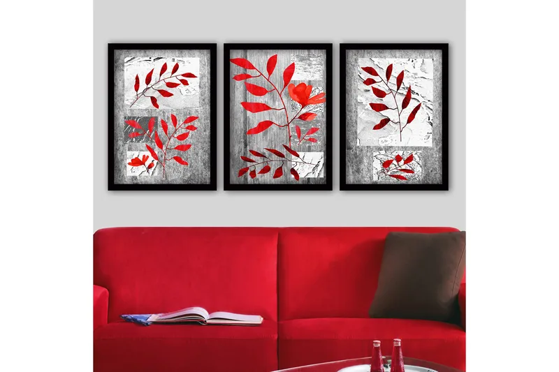 Dekorativ InnRammemet maling 3-Deler 35x45 cm, Flerfarget