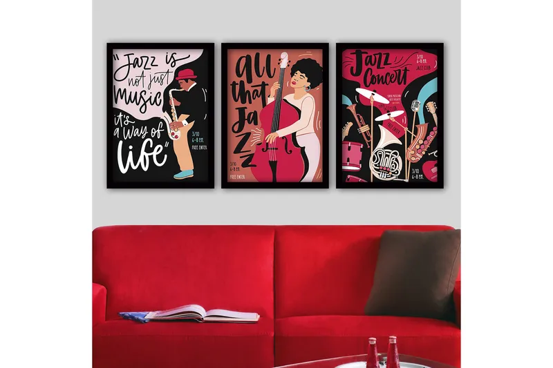 Dekorativ InnRammemet maling 3-Deler 35x45 cm, Flerfarget