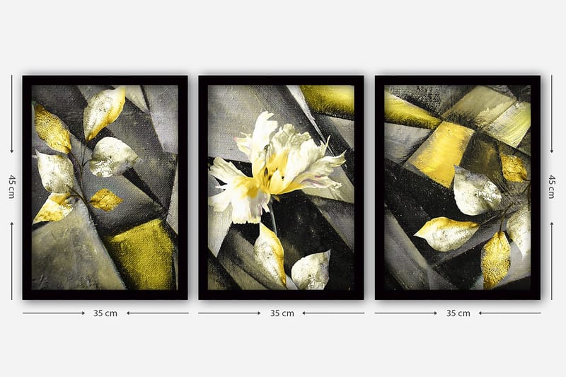 Dekorativ InnRammemet maling 3-Deler 35x45 cm - Flerfarget - Innredning - Bilder & kunst - Lerretsbilder