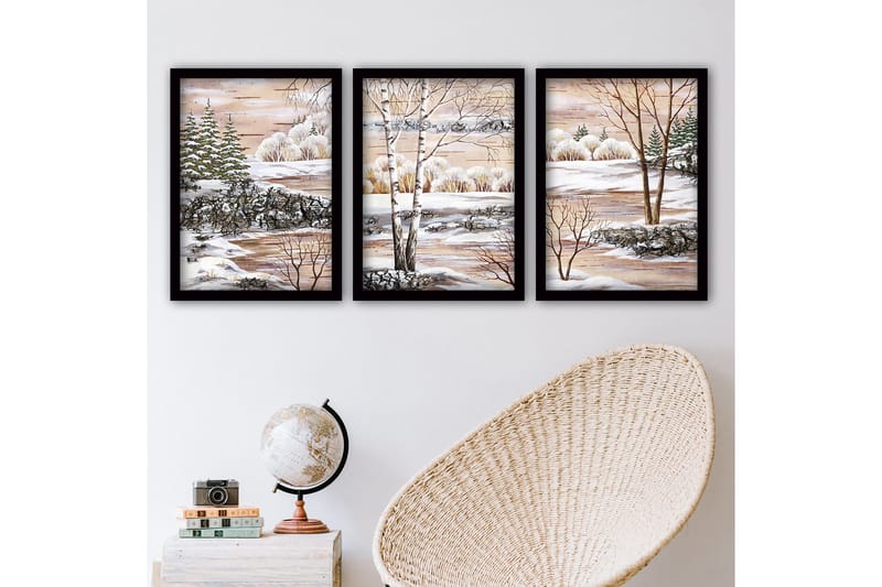 Dekorativ InnRammemet maling 3-Deler 35x45 cm, Flerfarget