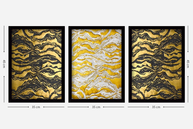 Dekorativ InnRammemet maling 3-Deler 35x45 cm - Flerfarget - Innredning - Bilder & kunst - Lerretsbilder