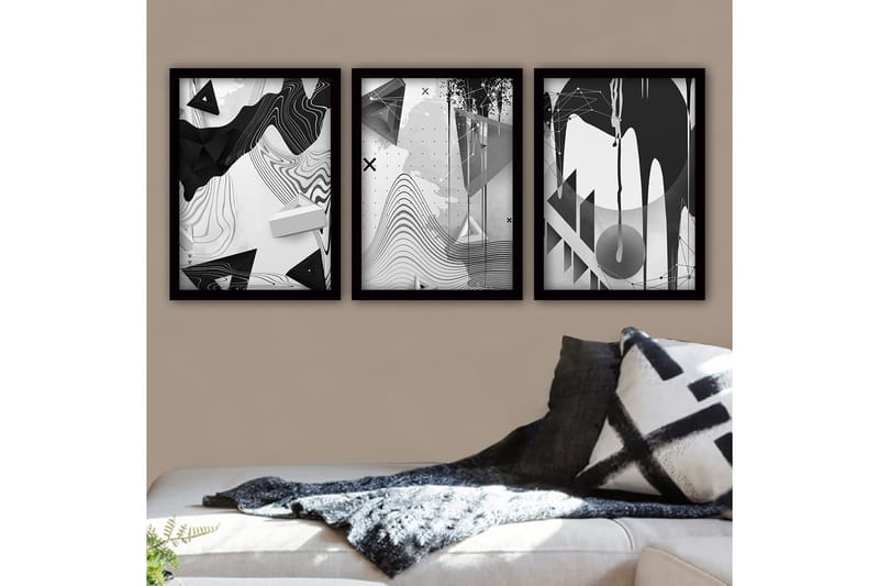 Dekorativ InnRammemet maling 3-Deler 35x45 cm, Flerfarget