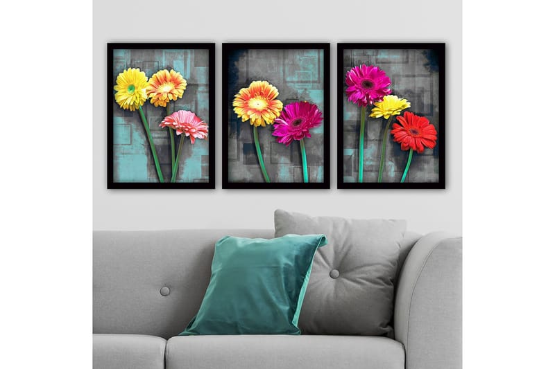 Dekorativ InnRammemet maling 3-Deler 35x45 cm, Flerfarget