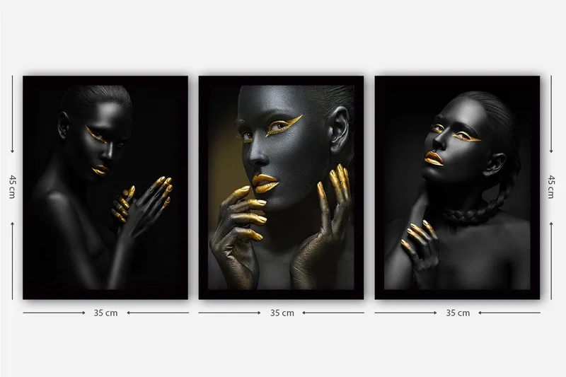 Dekorativ InnRammemet maling 3-Deler 35x45 cm - Flerfarget - Innredning - Bilder & kunst - Lerretsbilder