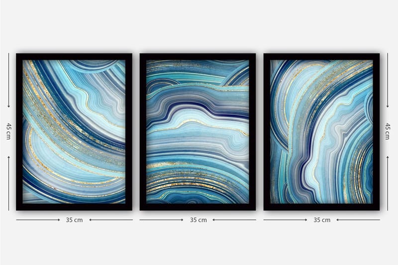 Dekorativ InnRammemet maling 3-Deler 35x45 cm - Flerfarget - Innredning - Bilder & kunst - Lerretsbilder